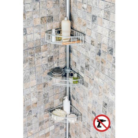 Primanova Étagère D'Angle Support De Salle De Bain Télescopique, 3 Niveau En Aluminium N40 - Argent