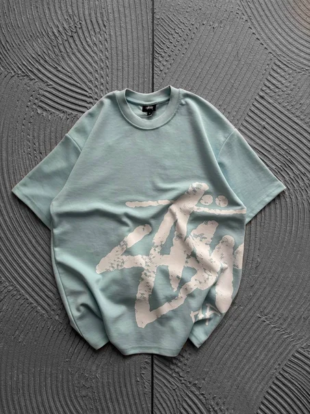 tshirt oversize stussy bleu ciel