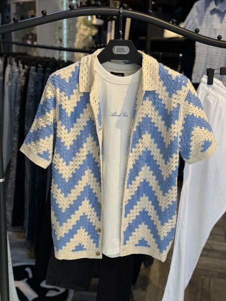 chemise FRILIVIN croché bleu