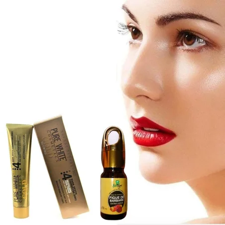 كريم pure white  مع زيت بدور زيت التين الشوكي الفرنسي لتفتيح ترطيب وتوحيد لون البشره وعلاج التصبغات والبقع الداكنه وشحوب الوجه