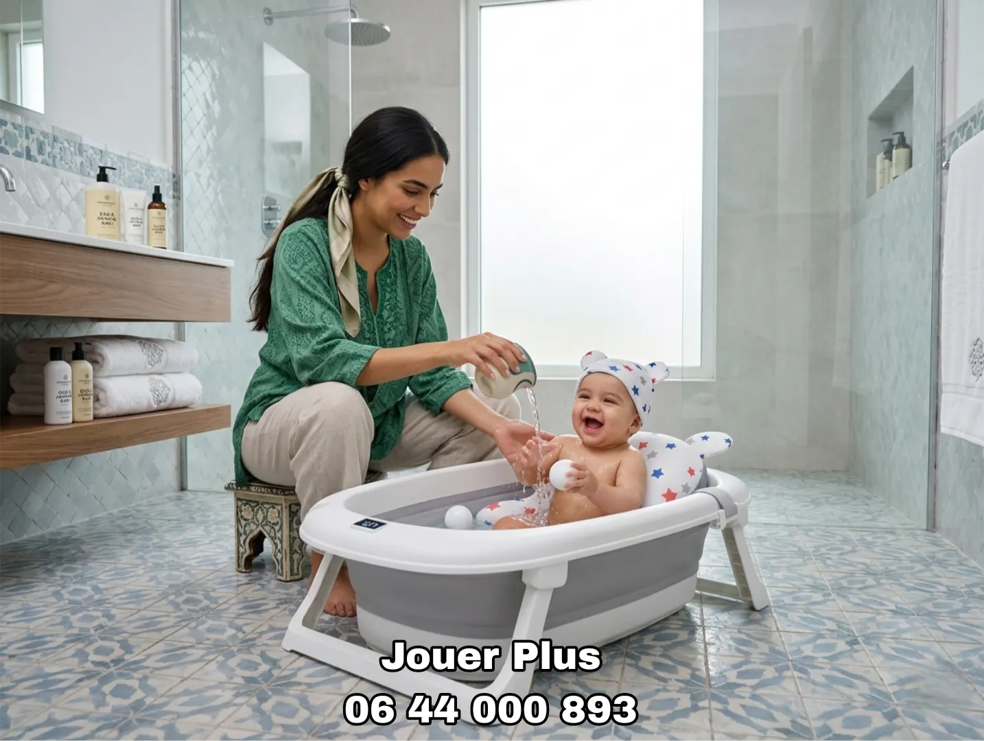 Baignoire Pliable Intelligente - Avec Coussin et Thermomètre Intégré