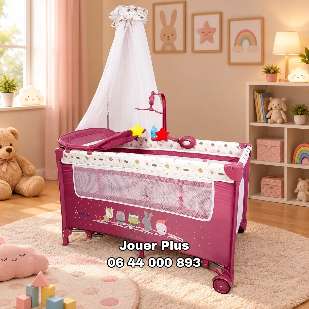 Lit Bébé Pliant Mon Bébé avec Moustiquaire et Jouets Suspendus - Confort & Sécurité