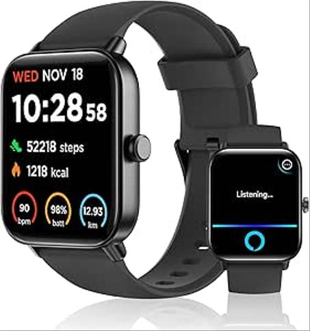 "ساعة ذكية 1.8 إنش بمكالمات وأليكسا ومراقبة صحية ومقاومة للماء IP68"