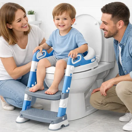 مقعد تدريب الأطفال على المرحاض مع سلم – Potty Training Seat للأطفال (آمن ومريح)