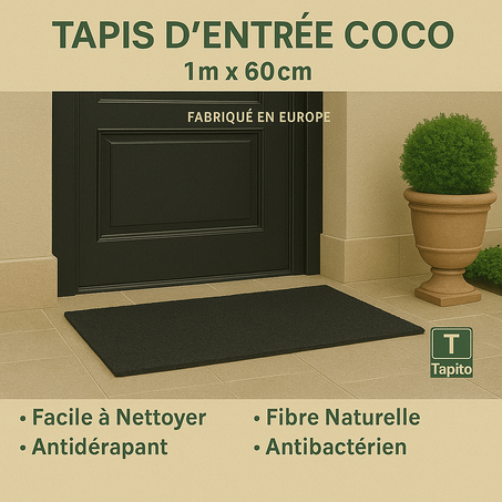 TAPITO Max – Tapis d’Entrée en Coco Naturelle 100x60 cm