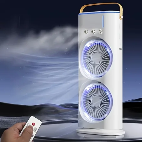 Ventilateur Portable Rotatif à Double Tête avec Charge Type-C