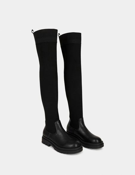 CUISSARDES NOIRES BI-MATIÈRES