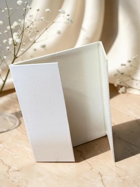 Cahier basma cuir 2 portes  Blanc