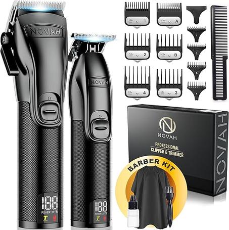 Novah® - Cortadora de pelo profesional para hombres, cortadora de pelo profesional y recortadora, cortadora de pelo inalámbrica para hombre, kit de corte de pelo para peluqueros