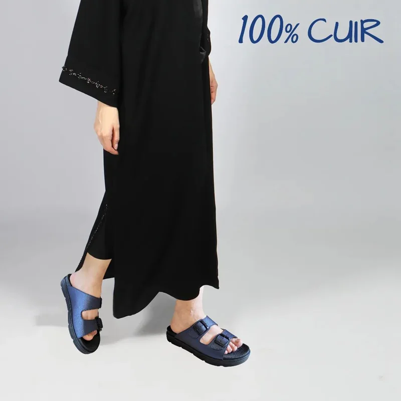 Sandale en cuir lisse microfibre