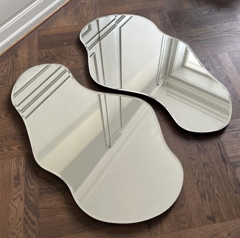 مجموعة مرايا حمّام مزدوجة مموجة – تصميم عضوي عصري فاخر