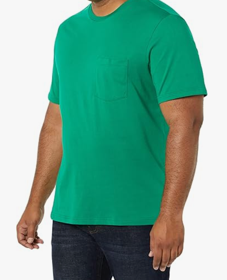 تي شيرت للرجال من أمازون اسينشالز بقصة عادية واكمام قصيرة ورقبة دائرية بدون طوق، عبوة من قطعتين