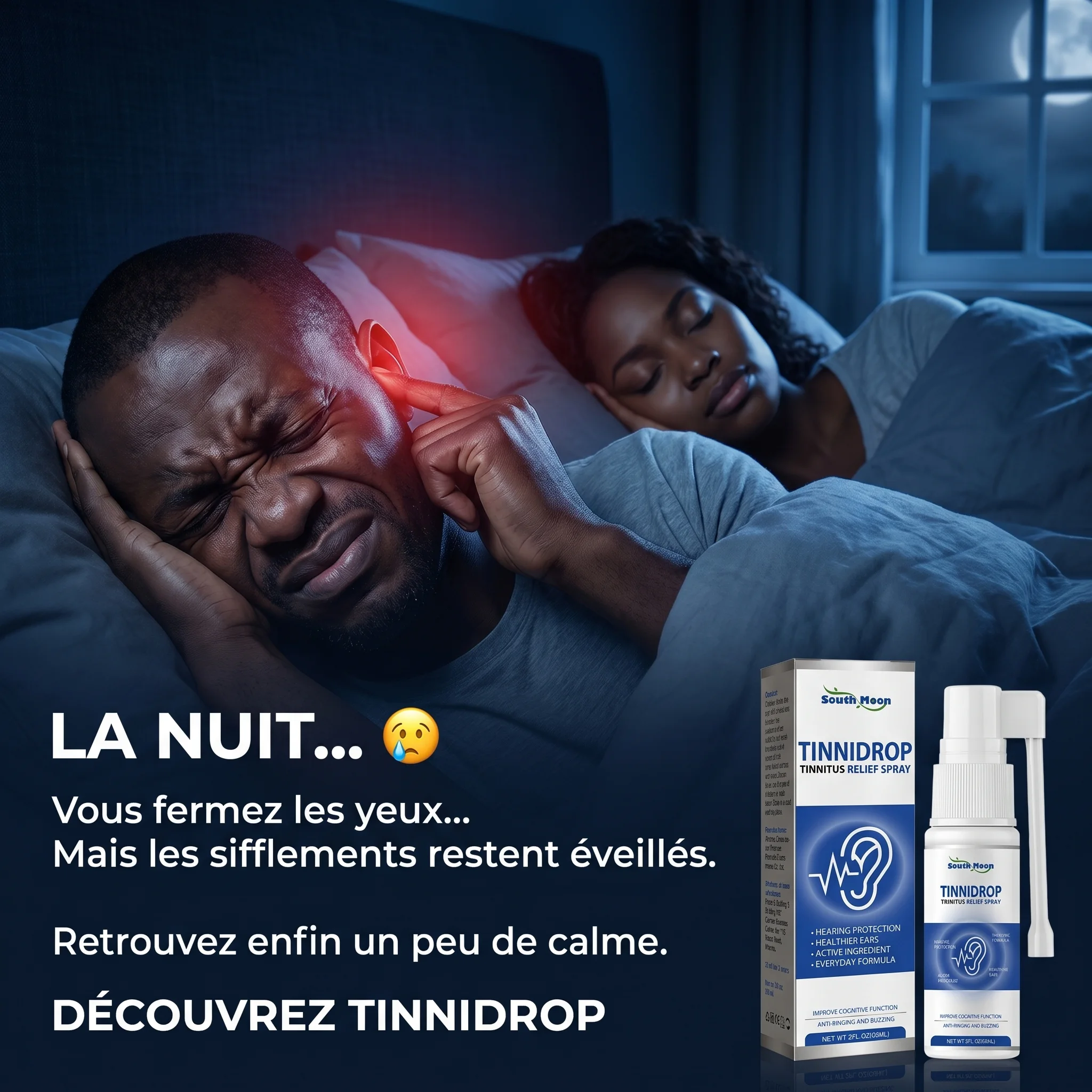 Tinnidrop Spray – Soulagement rapide contre le mal d'oreilles (acouphènes)