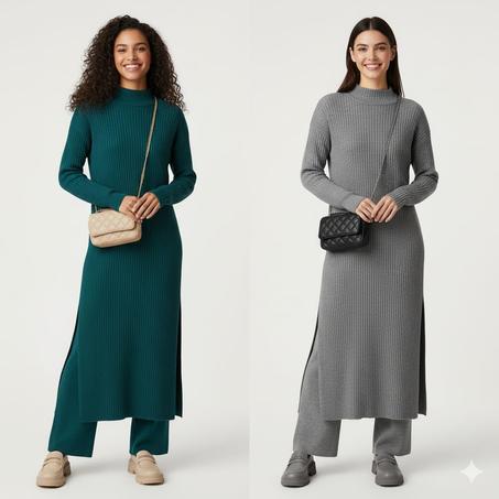 طقم تريكو عصري محتشم خريفي