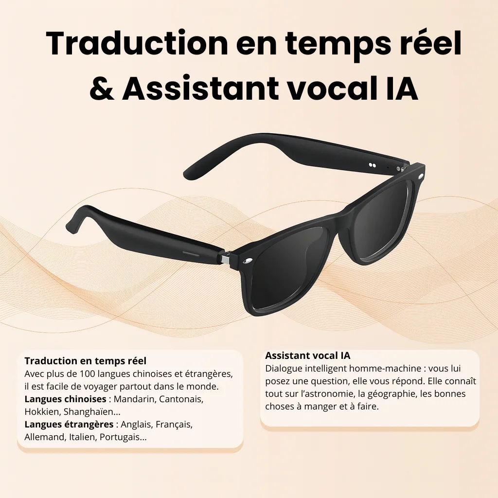 Lunettes intelligentes BGA01-C AI Smart Glasses Anti-lumière bleue & Protection UV