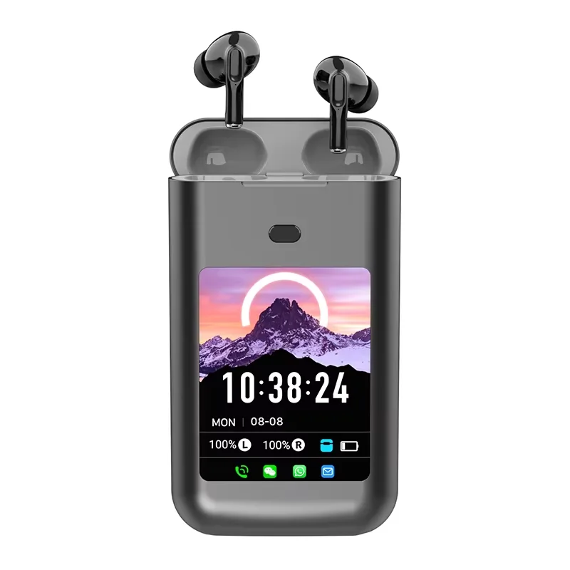 Batterie Externe Portable (Power Bank) 5 000 mAh avec Écouteurs 2-en-1 Grand Écran Contrôle Tactile Lampe de Poche LED