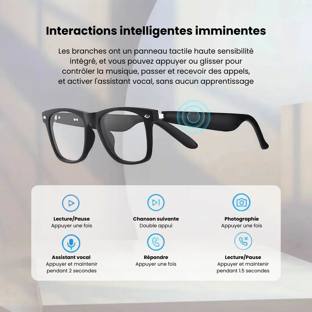 Lunettes intelligentes BGA01-C AI Smart Glasses Anti-lumière bleue & Protection UV