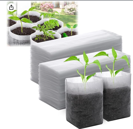 100 قطعة من اكياس النباتات القابلة للتحلل البيولوجي من لاكسدامر، اوعية شتلات قماشية صديقة للبيئة للبستنة، كيس غير منسوج للخضروات والزهور وشتلات الفاكهة، اكياس بستنة جيدة التهوية لزراعة النبات
