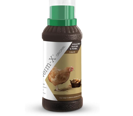سائل دواجن فيرم اكس 250 مل بدلا من العلاجات الكيميائية للدجاج والاوز والبط وما الى ذلك، تحكم طبيعي في الطفيليات الداخلية مع وصفة فيرم اكس المثبتة، كل مراحل الحياة