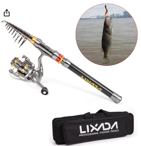 مجموعة صيد كاملة من عمود صيد وبكرة من الالياف الكربونية لصنارة صيد السمك من موريليان مع بكرة صيد دوارة وشنطة لحمل الادوات