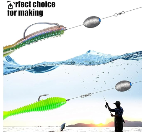 مجموعة ادوات صيد السمك من ابوتو، 36 قطعة من سلاسل صيد السمك الداخلية على شكل زيتون، اوزان ثقالة بيض صيد 2 غرام/5 غرام/10 غرام، صب رصاص داخلي على شكل زيتون للمياه المالحة والمياه العذبة