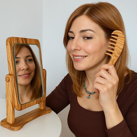 🪞 مرآة خشبية صغيرة... جمال ينعكس بأناقة!