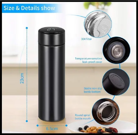 Thermos intelligente avec Infuseur et Affichage de la Température à LED-Blanc