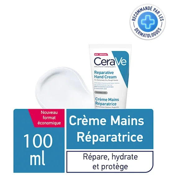 CeraVe Crème Mains Réparatrice Mains Extrêmement Sèches et Abîmées 100ml