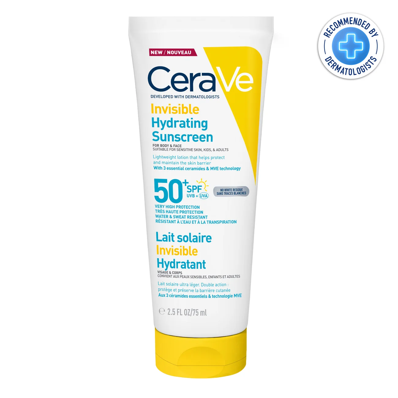 CeraVe Lait Solaire Invisible Hydratant SPF50+ Peaux Normales à Sèches 75ml