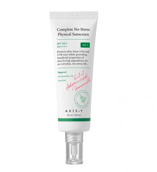 واقي الشمس المعدني نو ستريس أكسيس واي - AXIS-Y Complete No-Stress Physical Sunscreen SPF50+ 50ml