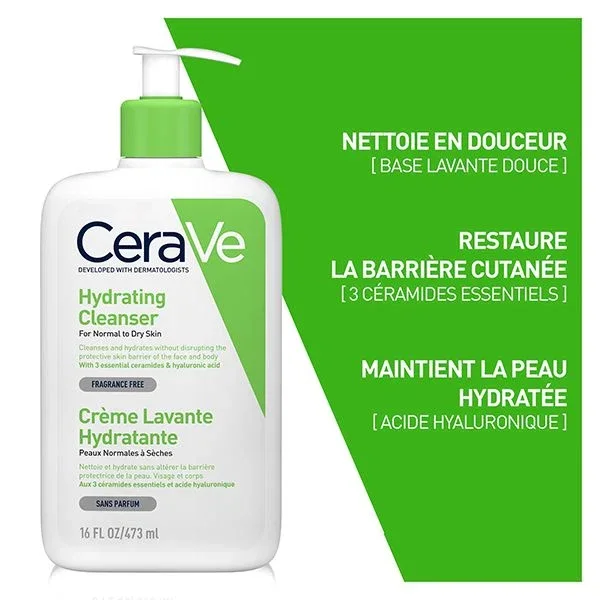 CeraVe Crème Lavante Hydratante Peaux Normales à Sèches 473ml
