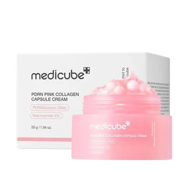 كريم الكولاجين الوردي بـ PDRN والكبسولات ميديكيوب - Medicube PDRN Pink Collagen Capsule Cream 55g