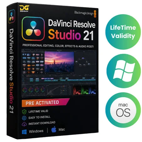 DaVinci Resolve Studio 21 Premium Version Lifetime license for 5 computers Multilingual✨