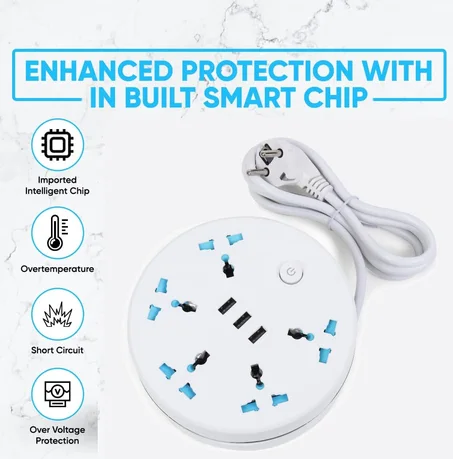 Rallonge électrique intelligente : 4 Prise / 3 USB