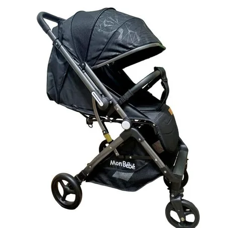 Mon Bebe Poussette Réversible noir – Aluminium Légère , 0 à 4 Ans – Noir