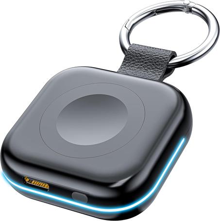 HUOTO Cargador portátil para Apple Watch, cargador magnético inalámbrico para iWatch de 1200 mAh, batería externa, llavero de viaje, accesorios para cargadores inteligentes para Apple Watch S