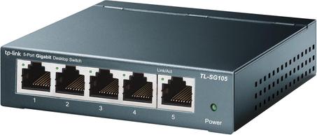 TP-Link TL-SG105 - Switch 5 puertos Gigabit Ethernet, no gestionado, concentrador red, divisor Ethernet, fácil de conectar, de metal, sin ventilador, puertos blindados, optimiza tráfico, azul