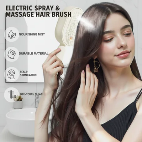 💆‍♀️ 50% DE RÉDUCTION ! 🎉 Brosse Électrique Cheveux – Spray Hydratant, Massage & Lissant Instantané ✨📦
