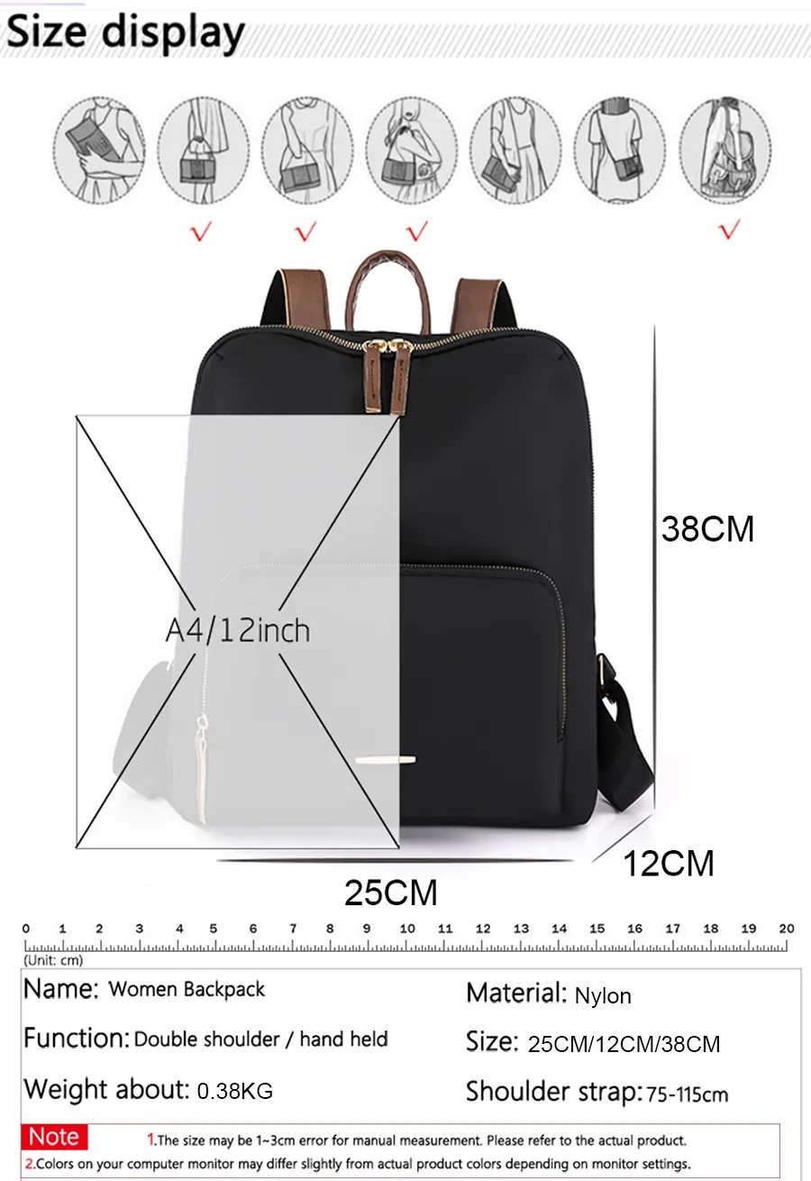 ZM25 Fashion Women Backpacks Purse High Quality Anti-theft School Book Bag for Girls Female Travel Bagpack Ladies Back Pack