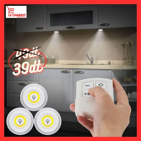 Lot de 3 spots led avec télécommande
