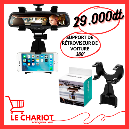 Support Téléphone de Rétroviseur Voiture 360°