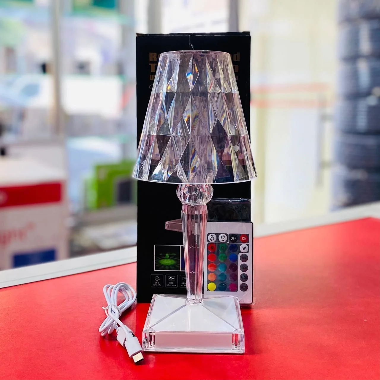 LAMPE DE TABLE LED Rechargeable Type Cristal Diamante Rechargeable Toucher Rose EUR 15,49