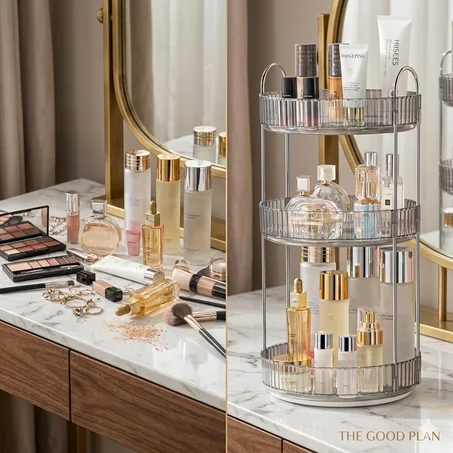 Présentoir de Maquillage Rotatif à 3 Niveaux rotative