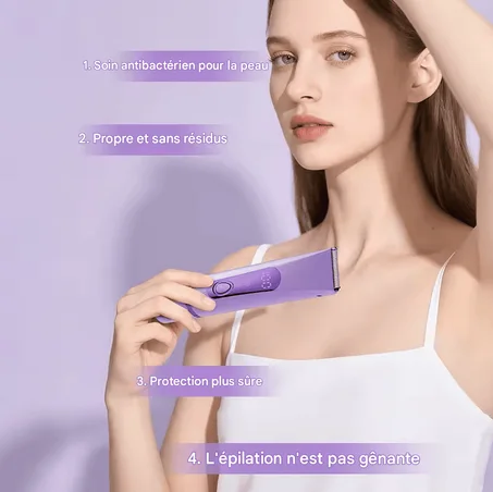 Rasoir Électrique Femme 2 en 1 Rechargeable IPX7 pour Visage et Corps Sans Douleur