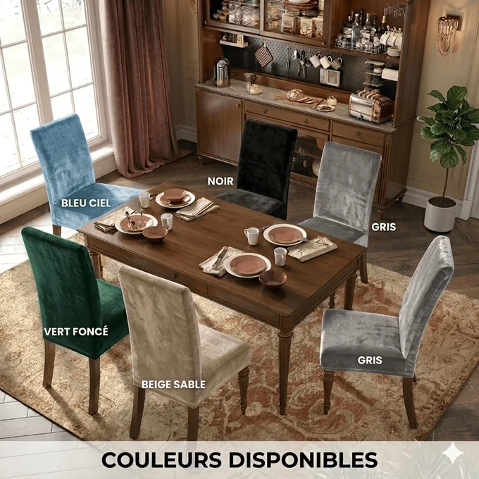 Housses des chaises  pour salle à manger, extensibles