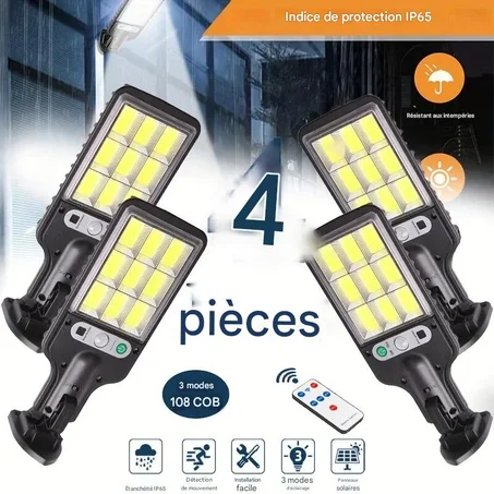 Pack de 4 lampes solaires intelligentes avec détecteur de mouvement
