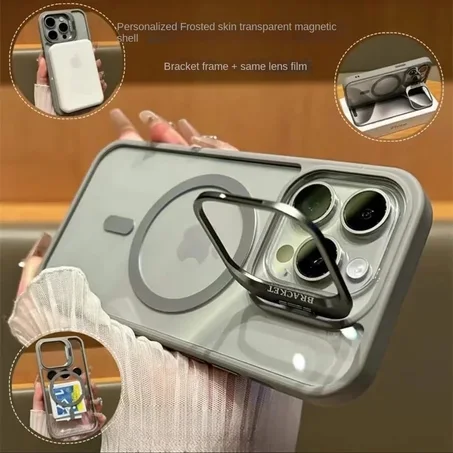 case iphone magsafe avec support et lens