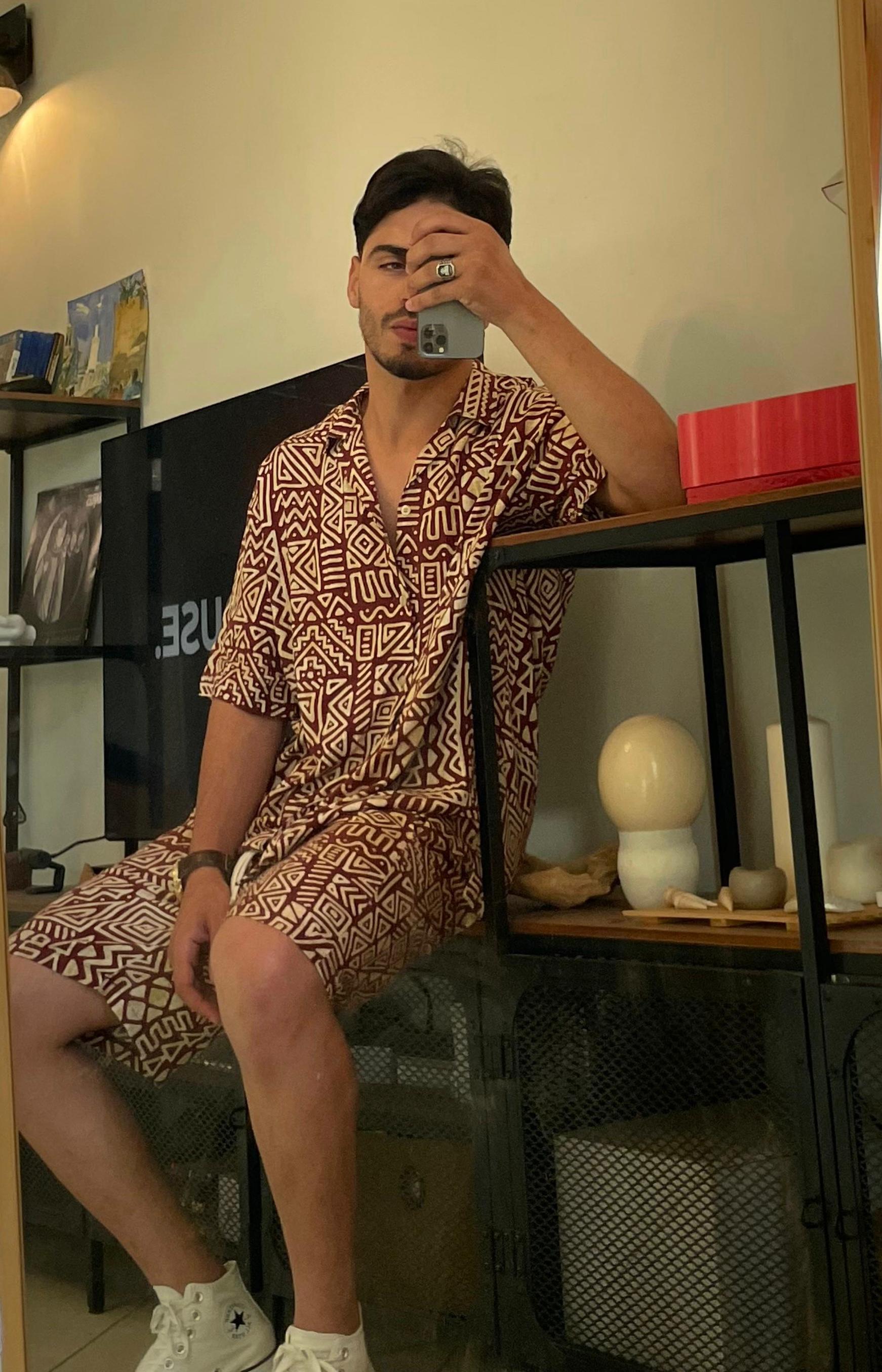 Aztec (burgundy and tan) Oversize Set