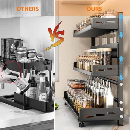 منظم المطبخ الذكي متعدد الطبقات – رف معدني قابل للتعديل لتخزين البهارات والزيوت بأناقة وكفاءة