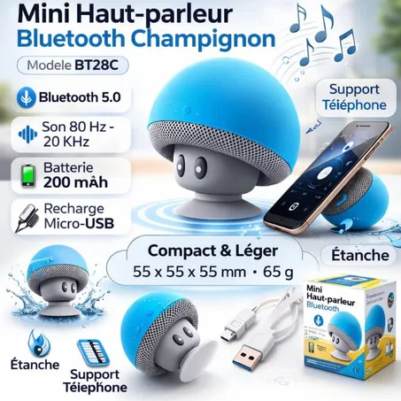 Mini hautparleur Bluetooth champignon